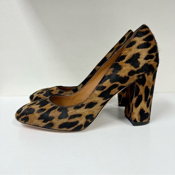 J McLaughlin Mila 9 Leopard Cow Hair Chunky Heels Round Toe - Picture 4 of 7